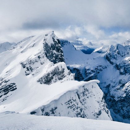 снег, гора, облака